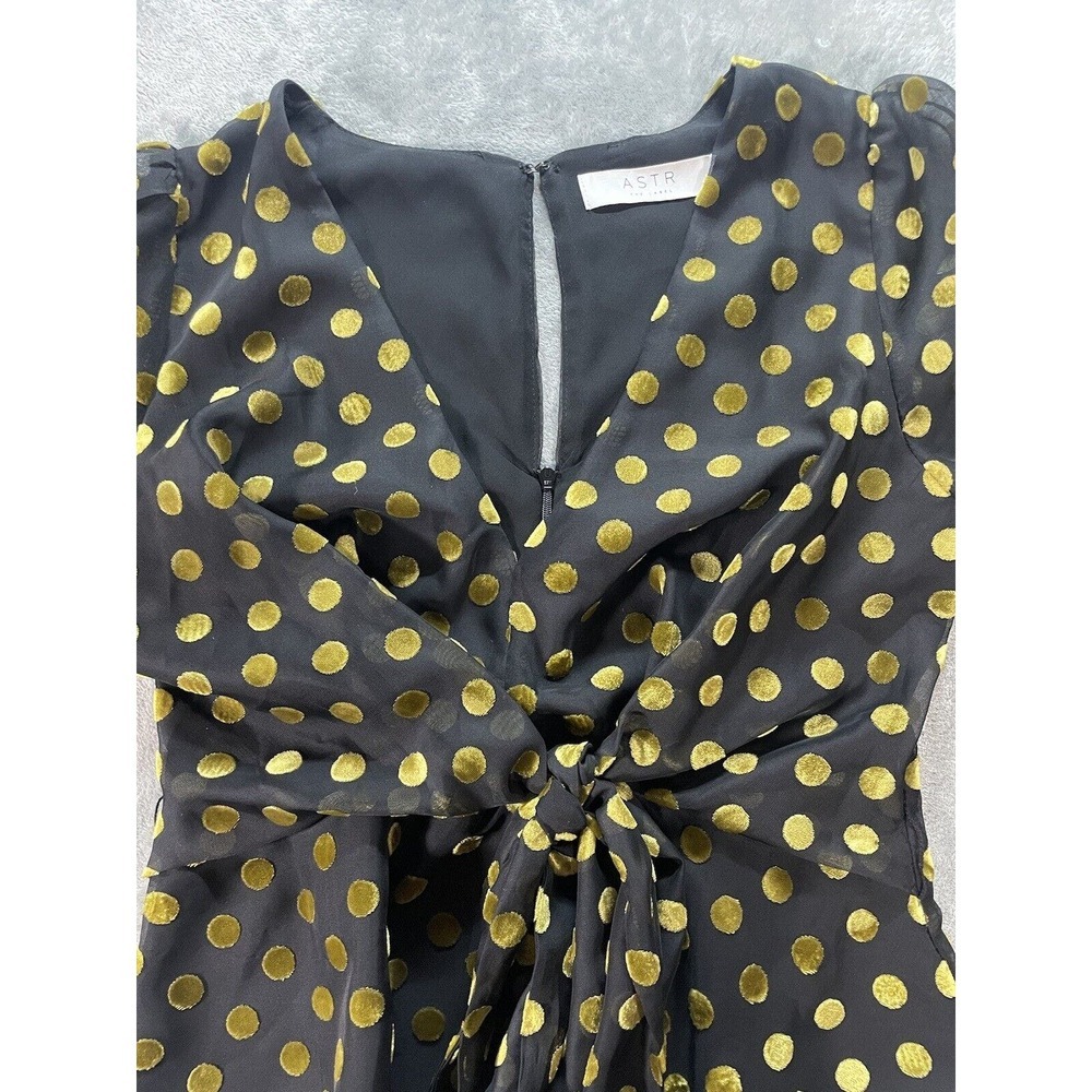 ASTR The Label Tonic Wrap Polka Dot Top Black Gold Size Small - Picture 10 of 10